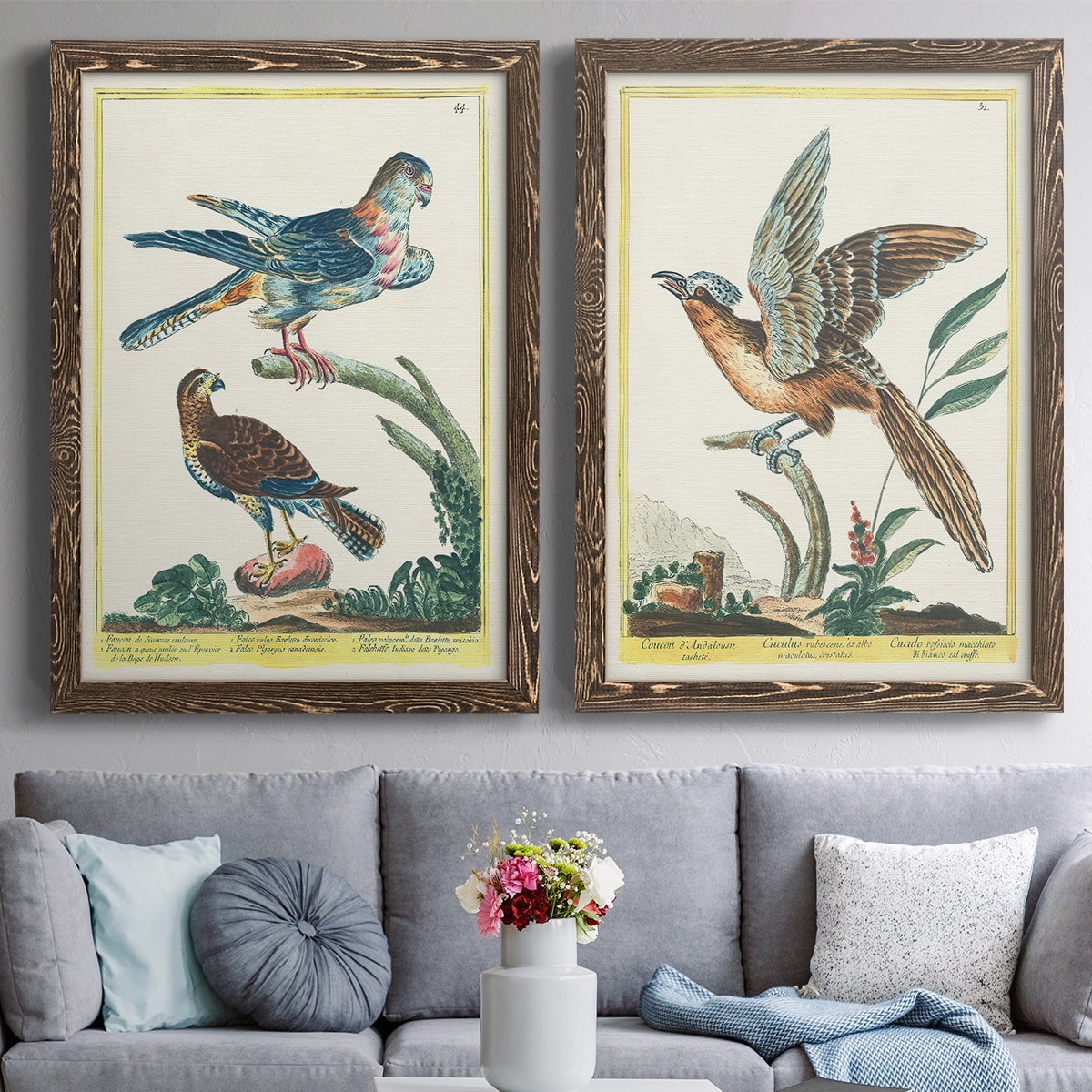 Pastel Birds III - Premium Framed Canvas 2 Piece Set - Ready to Hang