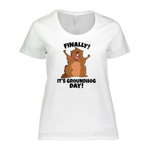 Inktastic Finally it's Groundhog Day Women's Plus Size T-Shirt