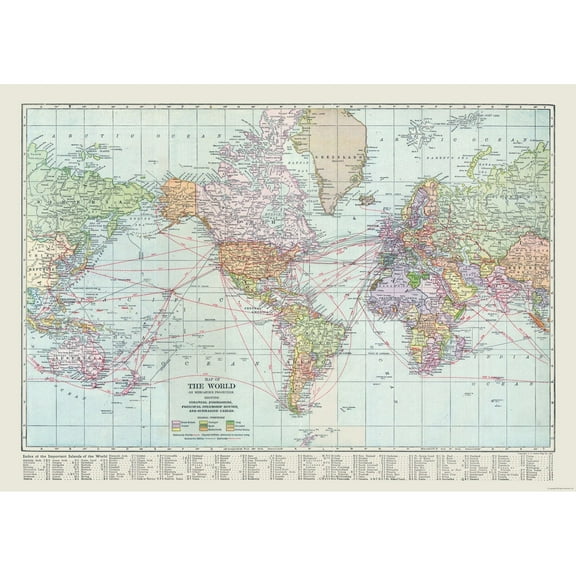 Historic Map - World - Reynold 1921 - Vintage Wall Art