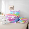 thumbnail image 5 of Homewish Initial B Letter Bedding Comforter Set 7pcs for Kids, Kawaii Stars Love Heart King Bedding Sets, Dreamy Rainbow Reversible Bed Sheets, Breathable Home Decor, 5 of 7