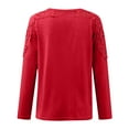 thumbnail image 5 of TAIAOJING T Shirts Long Sleeve Crewneck Tees For Women Crewneck Solid Color Hollow Stitching T Shirt Features:, 5 of 5