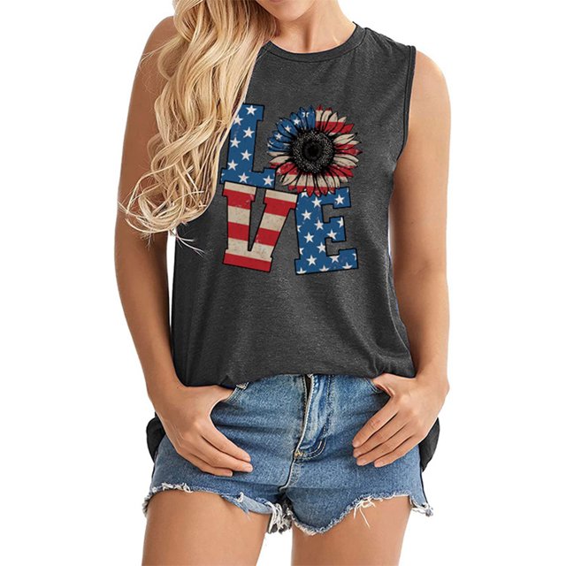 LSLJS Débardeurs à Col Rond pour Femmes Mode Décontractée T-Shirt à Manches Courtes Imprimé Lettre Blouse