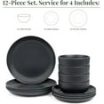 thumbnail image 5 of 12 Piece Melamine Dish Set | Outdoor Dinnerware in Black | Table Set for 4 | RV Essentials, 5 of 9