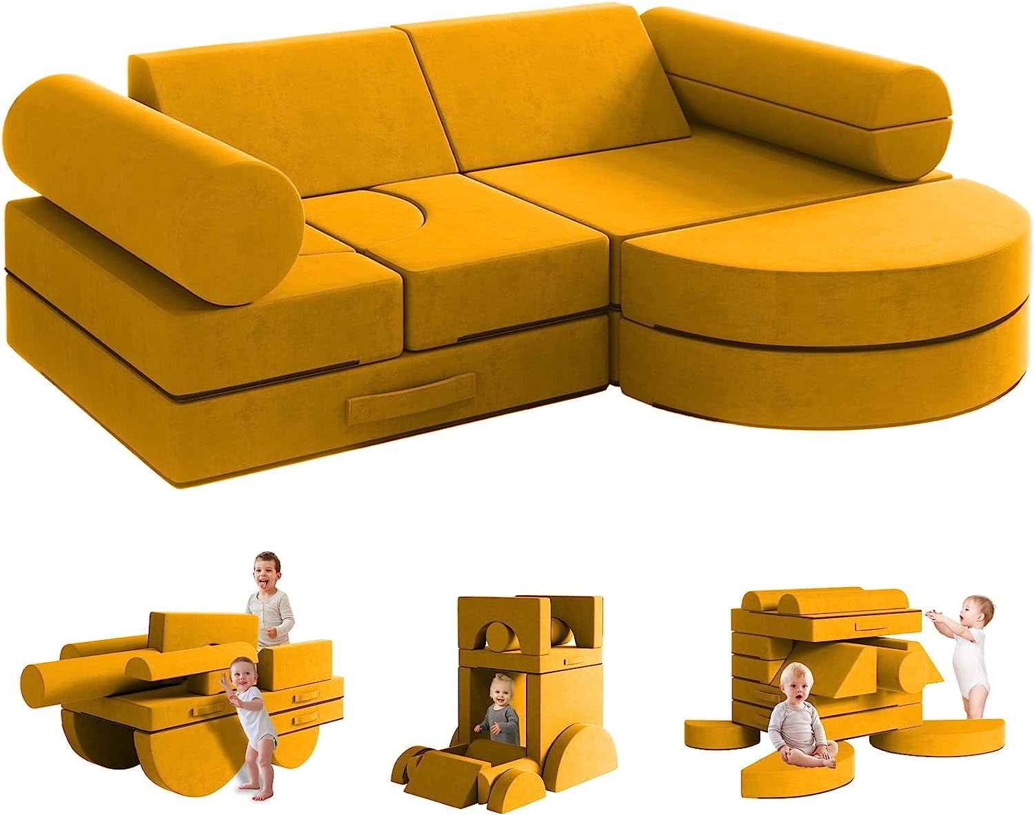 14Pcs Kids Couch, Wanan Floor Sofa Nugget Sofa for Kids, Modular Kids
