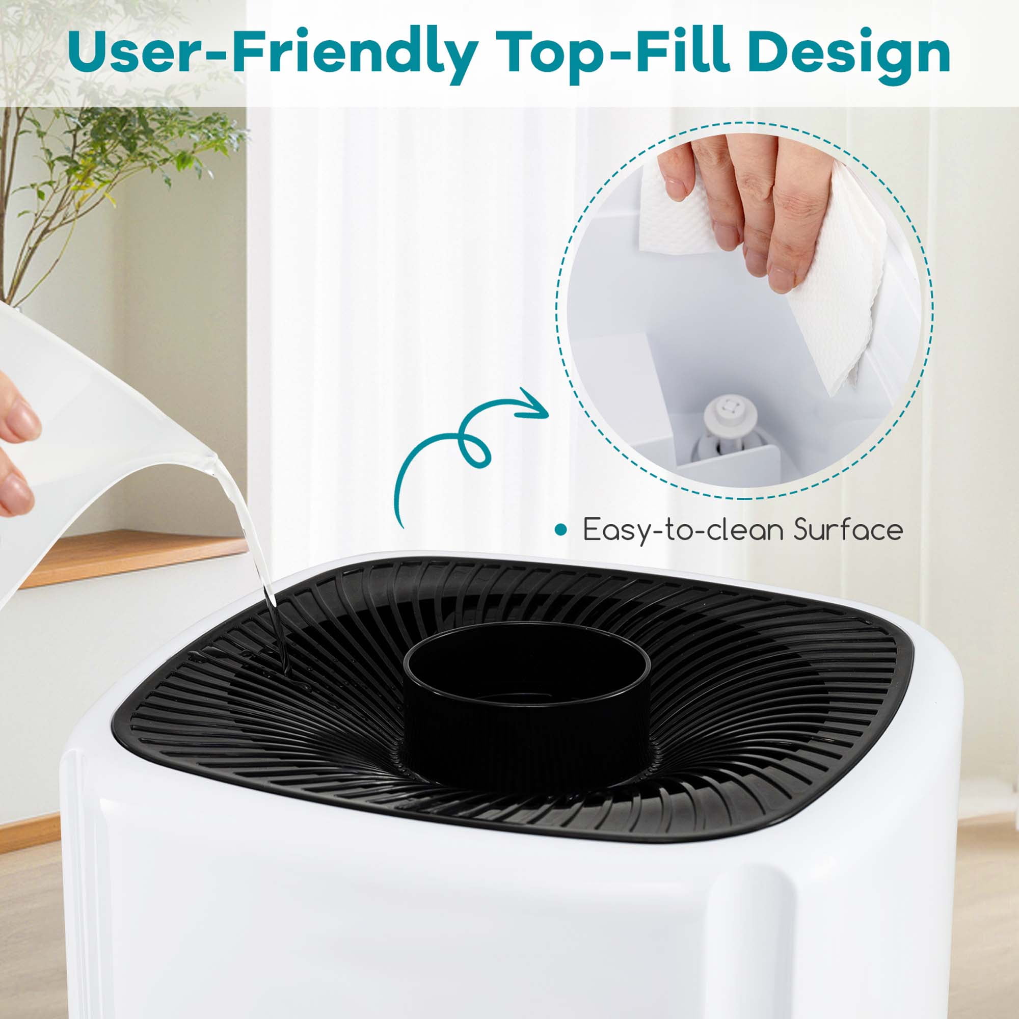 Costway 2200 sq.ft Whole House Humidifier 5.5Gal Top Fill Cool Mist Humidifier with Wheels