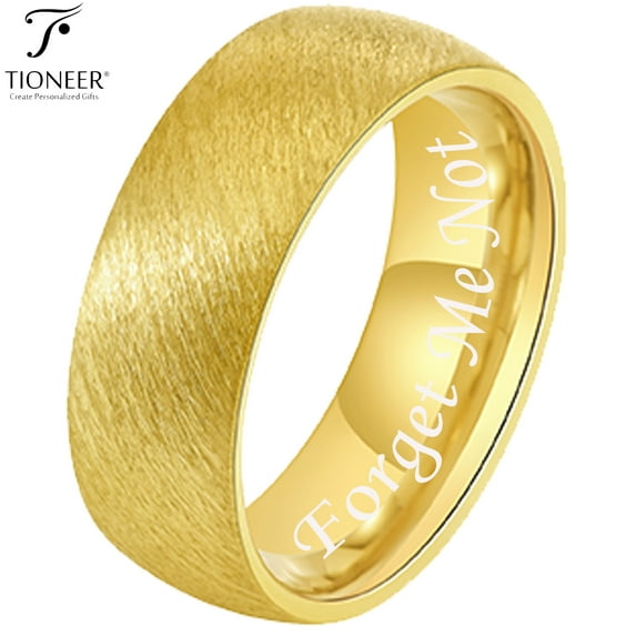 14K Gold Plated or Black IP Brushed Tungsten Ring High Polished Inside for Men and Women 8mm Comfort Fit w/ Free Engraving Options