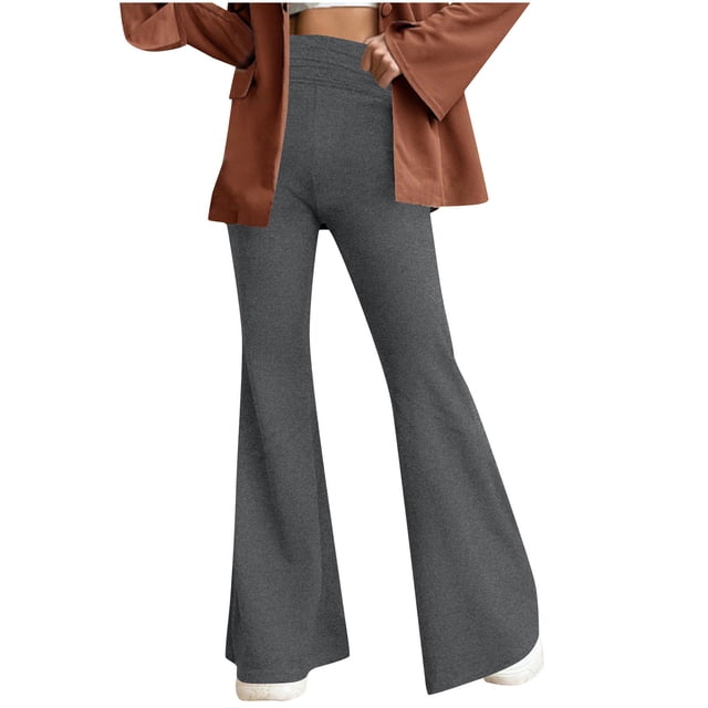 Plebaso Pantalon Évasé Taille Haute pour Femmes Legging Décontracté Extensible Bootcut Yoga