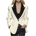 thumbnail image 1 of RXMEKW Slim Lapel Blazer for Women Long Sleeve Button Front Office Jacket for Work Solid Color, 1 of 9