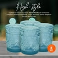 thumbnail image 4 of Tuscan Rocks Glass Set - Aqua, Dishwasher Safe, Chic Vintage Style - 8 oz - Ideal for Gin, Mixed Cocktails, Bourbon, Margaritas, Soft Drinks, Beer, Water - Mexican Style Glasses - Set of 4, 4 of 5