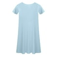 thumbnail image 6 of LNWUY Girls' Cotton Linen Dress Soft Comfort Breathable Short Sleeve Solid Color Pocket Dress Peplum Round Neck Dress Blue 15 Years, 6 of 6