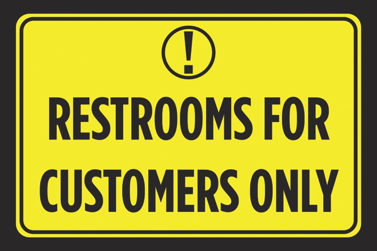 Restrooms For Customers Only Bright Yellow Black Signs Print Business