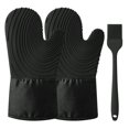 thumbnail image 1 of Manoplas de silicona para horno, guantes gruesos resistentes al calor para horno, manoplas impermeables, 1 par con 1 cepillo de silicona, 1 of 5