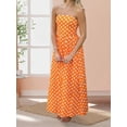 thumbnail image 3 of Orange Polka Dot Strapless A-Line Maxi Dress For Women, 3 of 7