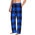 thumbnail image 2 of Xecao Buffalo Plaid Blue Black Men's Straight Lounge Pajama Pants: The Ultimate in Comfortable Sleepwear, 2 of 9