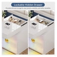 thumbnail image 3 of LED Nightstand with RGB Lights & Lockable Drawer - Modern Bedside Table with USB Charging, Auto Sensor, 2 Drawers - White, 3 of 9