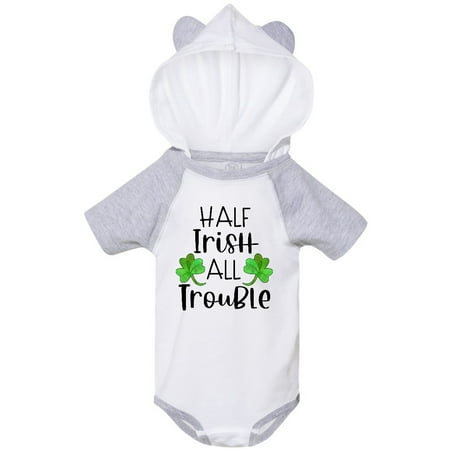 

Inktastic Half Irish All Trouble with Green Clovers Gift Baby Boy or Baby Girl Bodysuit