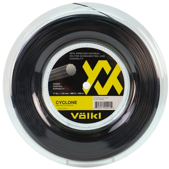 VOLKL Cyclone | Tennis Racquet String | Spin & Control | Ten-sided co-polymer (Black, 17g Reel)