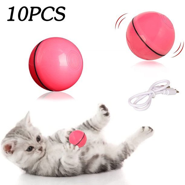 10pcs USB Rechargeable Automatic Rolling Ball Smart Interactive Cat Toy