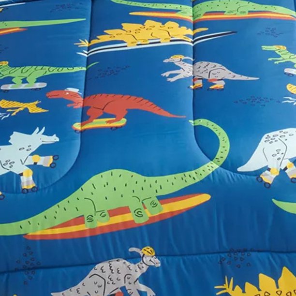 Pillowfort Dinosaur Full Queen Comforter Set, Kids 3 Piece Dino Bedding