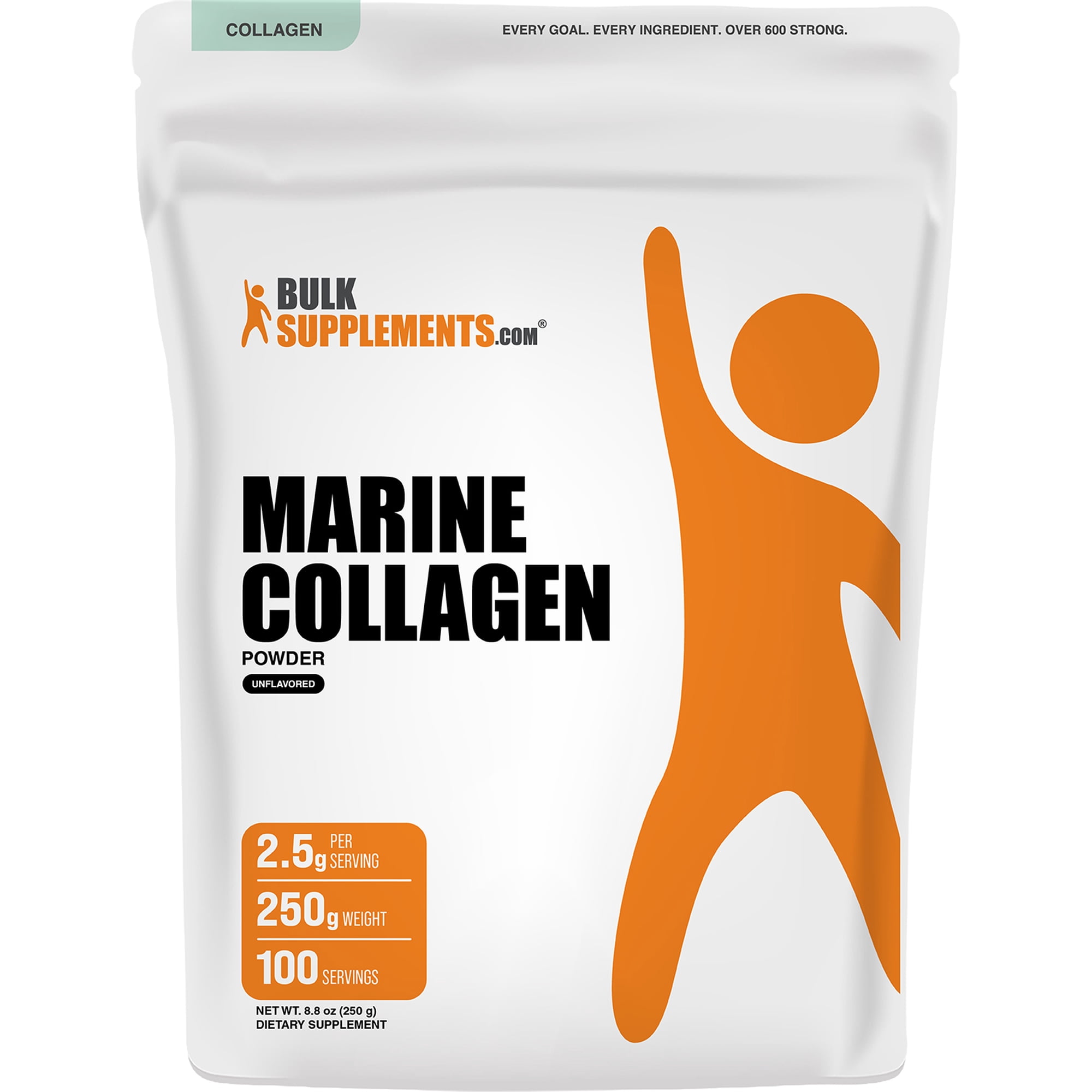 BulkSupplements Marine Collagen Powder - Collagen Supplement, Hydrolyzed - Unflavored, 250g