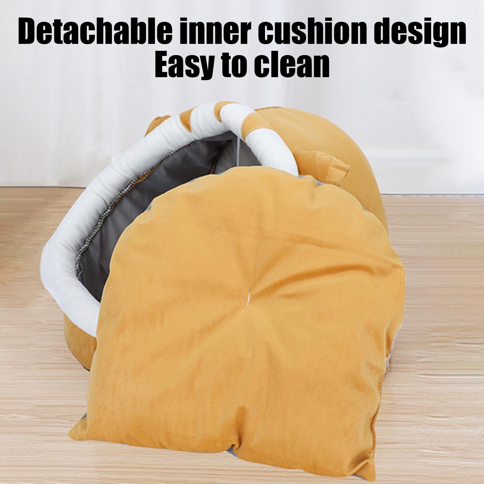 Semi-Closed Cat and Dog Bed, Removable Washable Pet Litter Mat and Kennel Cushion, Plush Warm Flock House for Indoor Cats, Dogs, Kittens, and Puppies, Comfortable Winter Pet Sleeping Pad