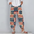 thumbnail image 3 of Tnhcen Women's Spring Autumn Wide Leg Casual Pants - Patriotic 4th of July Print, Pre-Shrunk Loose Fit Elastic Waist Pants Plus Size 5XL, 3 of 5