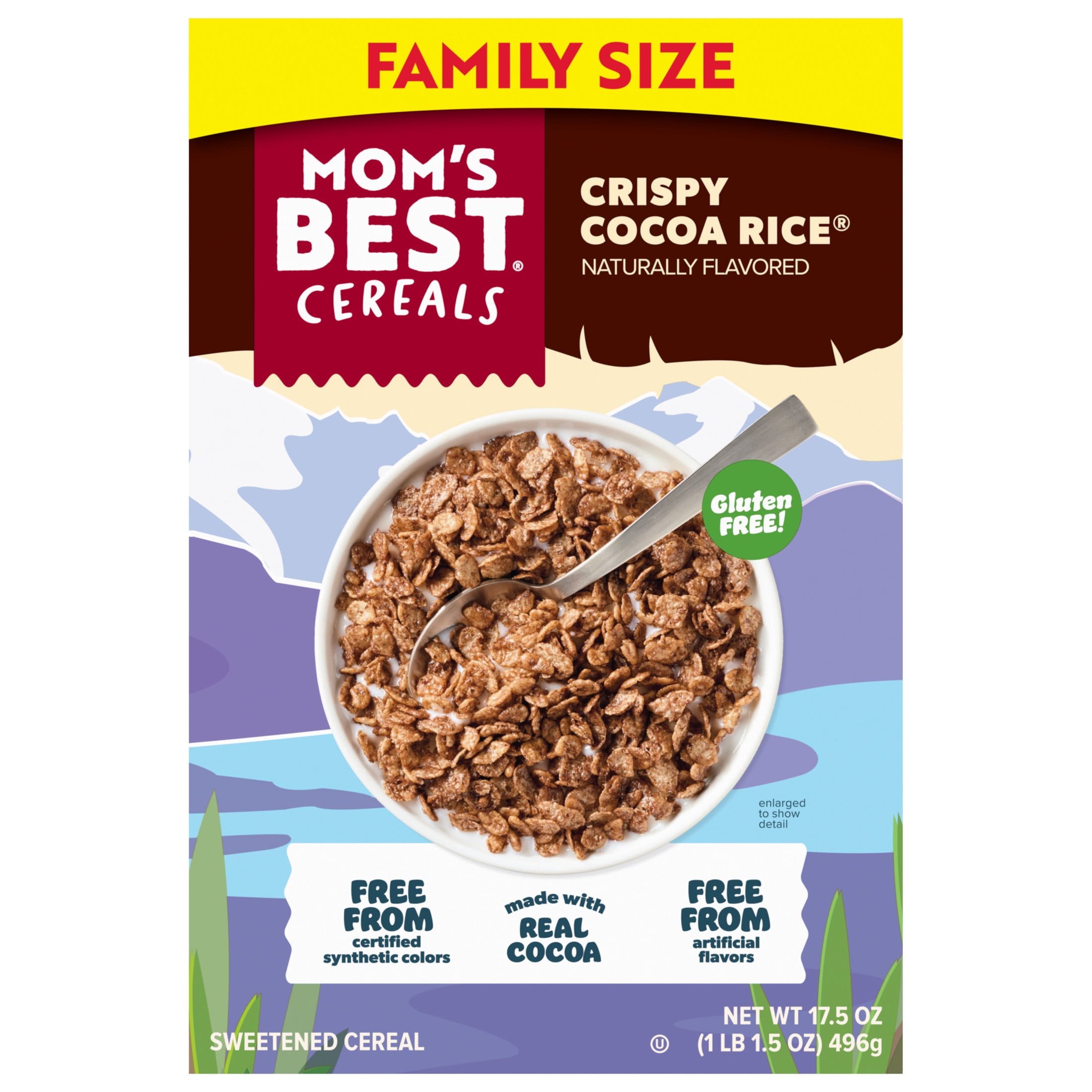 Mom's Best Crispy Cocoa Rice Cereal, Gluten Free, Crunchy Chocolate Breakfast Cereal,  17.5 oz Box