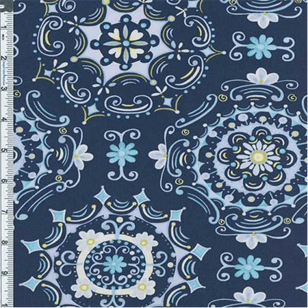 - Blue Tea Garden Dream Right dcor Print, Fabric By the Yard