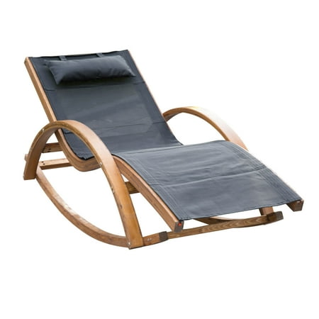 Outsunny Rocking Mesh Patio Recliner with Cushion, Black