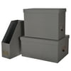 A&B Home Ismay Office Storage Boxes and File, Gray, Set of 3