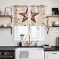thumbnail image 2 of Texas Star Western Kitchen Curtains Small Short 39 Inch Length, Stars Country Retro Grommet Top Bedroom Living Room Curtains, Light Filtering Cafe Curtain Drapes 2 Panels Set 55''x39'', 2 of 9