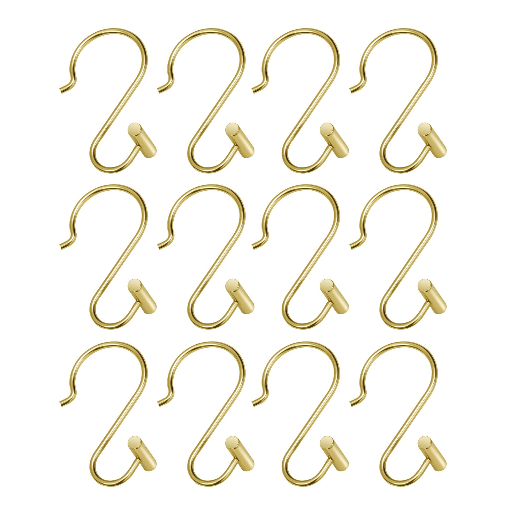 Utopia Alley HK25GD Rust Resistant Shower Curtain Hooks Rings for Bathroom, Gold - Set of 12