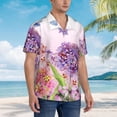 thumbnail image 3 of Sikiie Flowers And Colorful Butterflies Print Men's Hawaiian Shirt, Summer Beach Button Pocket Short Sleeve T-Shirt,3X-Large, 3 of 7