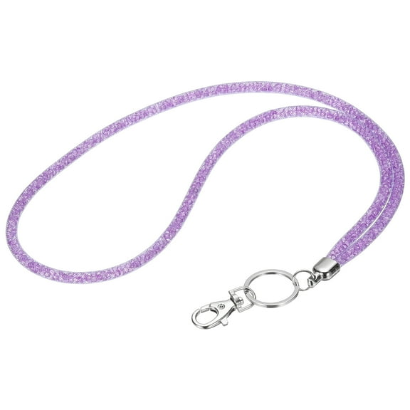 Uxcell 1Pack Rhinestone Lanyard for Keys, 15.7" Bling Lanyards for ID Badge with Metal Clasp & Keyring Crystal Keychain Neck Strap for Women Keys Phones, Purple