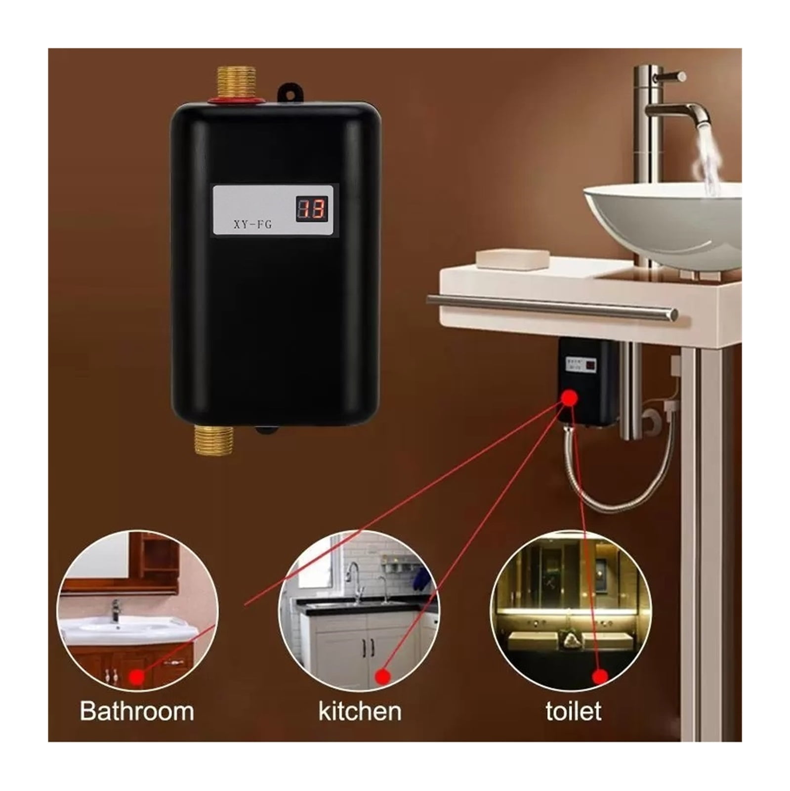 Bath Accessory Set Mini Electric Water Heater 3800W Outdoor Camping Caravan Instant Shower System Kitchen Bathroom Accessor ,Energy Saving