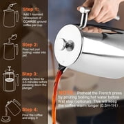 Secura French Press Coffee Maker, 34-Ounce, 18/10 Stainless Steel Insulated Coffee Press with Extra Screen