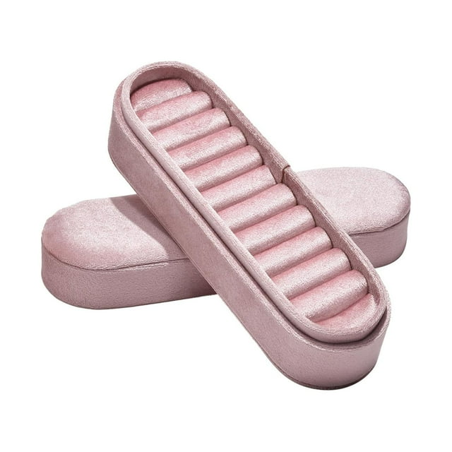 Organizador de anillos de terciopelo, soporte de joyería, estuche duradero, pendientes elegantes, bandeja de exhibición de Joyas, estuche de almacenam Rosa