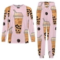 thumbnail image 3 of Boba Milk Tea Men's Pajama Set Sleepwear Pjs Lightweight Long Sleeve Crewneck Shirts and Bottoms Soft Comfy Sleep Sets XS, 3 of 5