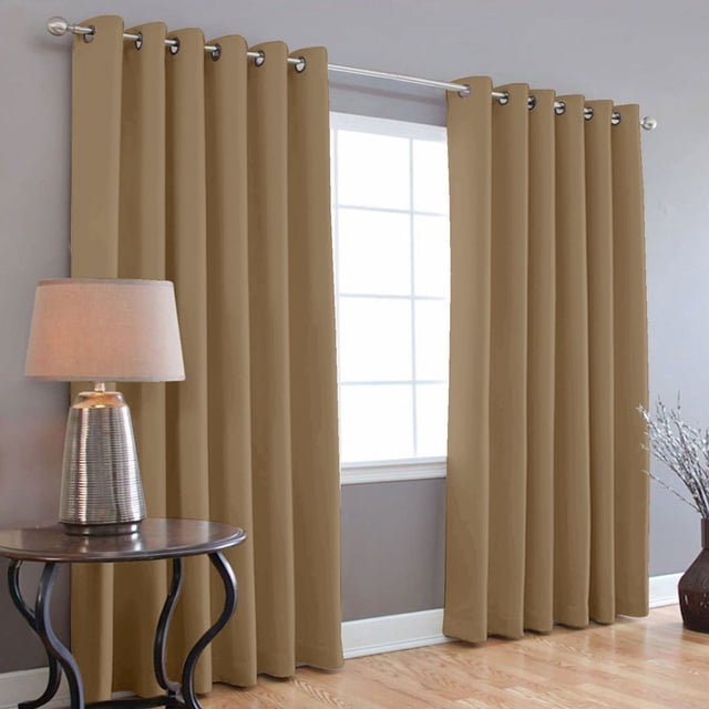 Cortinas Blackout 275cm Ancho X 215cm De Largo En 2 Paneles, 100% Microfibra Poliéster CAMEL