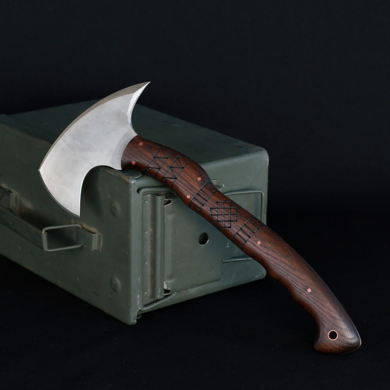 Forged Camping Hatchet 13.77", Camp Axe w/ Engraved Handle, Functional Axe
