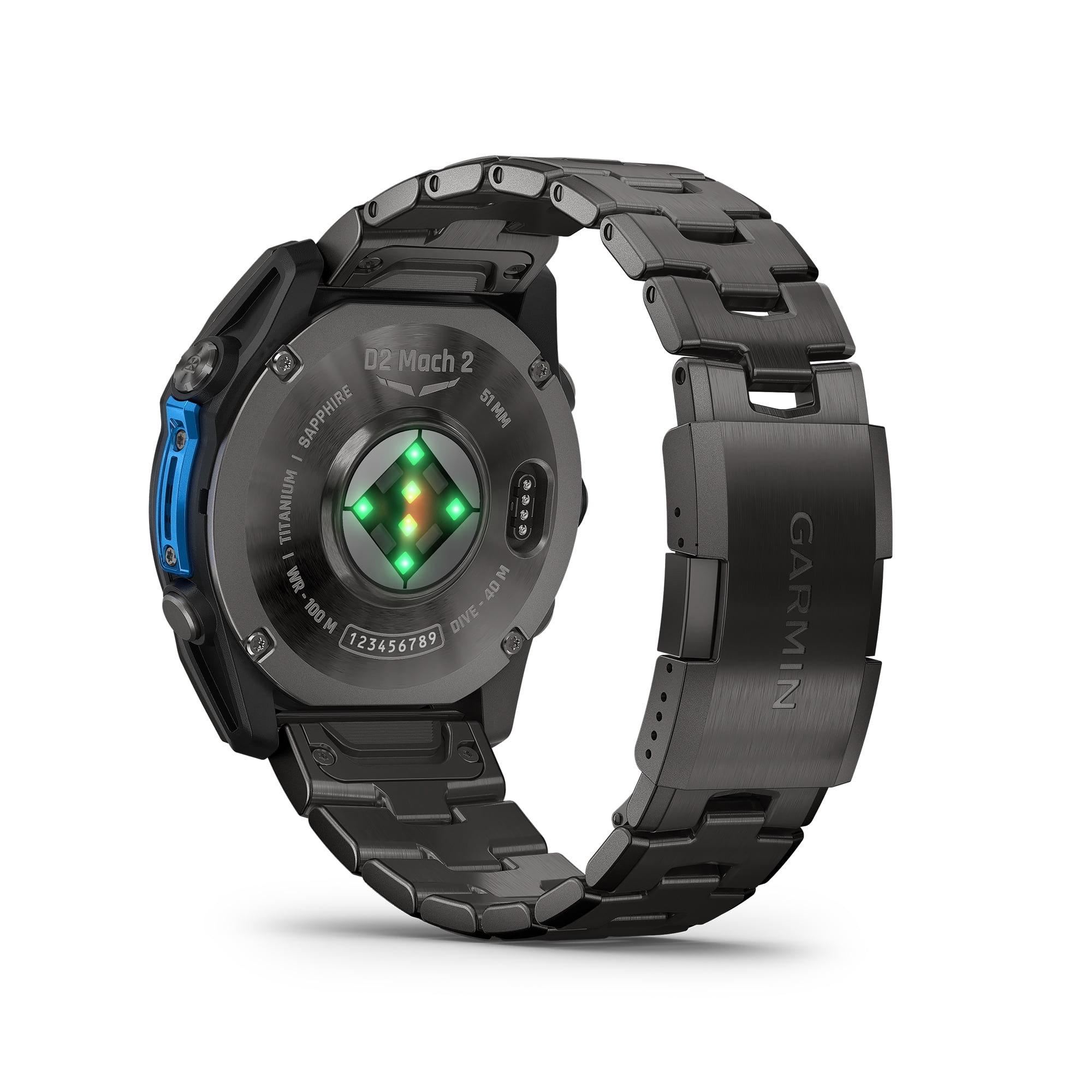 Garmin D2 Mach 2 Aviator Smartwatch, 51mm AMOLED Touchscreen, GPS Moving Map with Aviation Weather, Sapphire Lens, Built-In Flashlight, Carbon Gray DLC Titanium with Vented Bracelet Bundle
