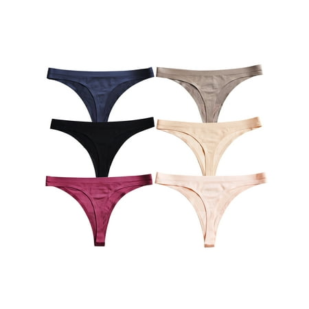 

Buankoxy Women Seamless Thongs Ice Silk G-string Tangas Bikini Underwear