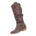 thumbnail image 3 of Willtoo Women's Vintage Faux Suede Mid Calf Boots, Round Toe Slouchy Ruched Riding Boots with Buckle, Side Zipper Low Heel Casual Shoes, 3 of 5