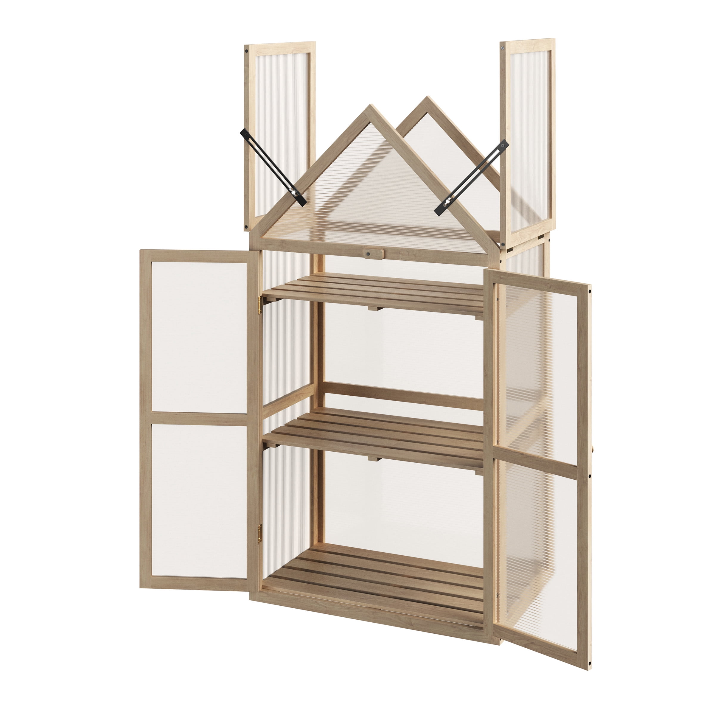 Home-Complete Wood Cold Frame Greenhouse with Removable Shelves
