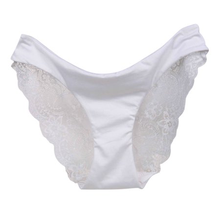 

Mackneog Womens Seamless Low Waist Lace Inner Crotch Breathable Panty Briefs Women s Panties White S Gift on Clearance