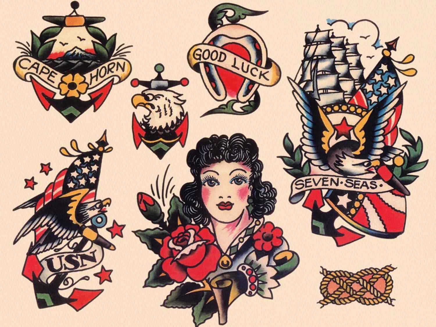 Art.com Seven Seas Authentic Tattoo Flash by Norman Collins, aka