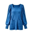 thumbnail image 3 of yillto Womens Square Neck Sweater Lightweight Knit Puff Long Sleeve Cute Loose Sweaters with Pockets, 3 of 5