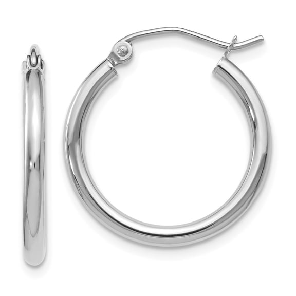 14K White Gold Earring Hoop Women'S 20 mm Polished Earrings