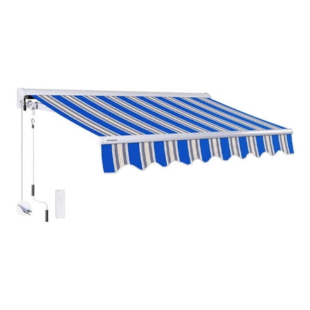 Advaning Luxury Series 16x10 ft. Electric Retractable Sunshade Awning - Ocean Blue