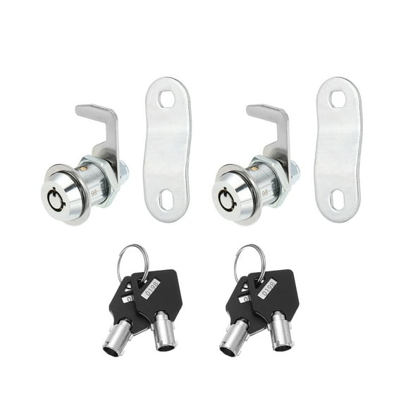 3/4 Inch Cabinet Locks with Key, Cam Replacement Lock Cylinder Toolbox Lock Keyed Alike, Silver 2 Pack